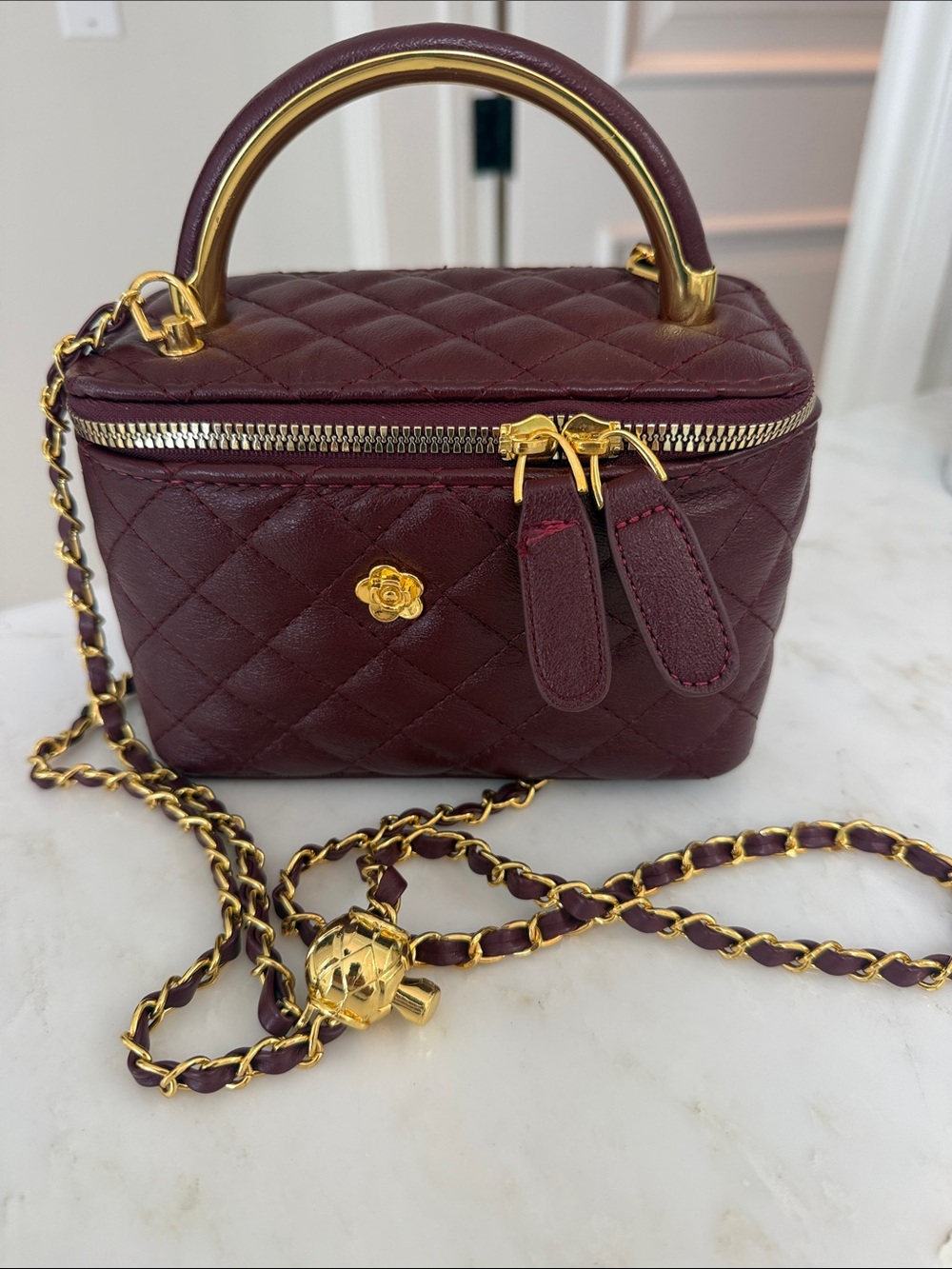 New Designer inspired leather purse burgundy red